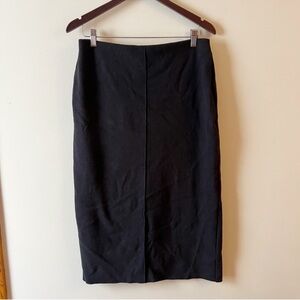 Zara Black Knit Midi Sweater Skirt Size Large High Rise Exposed Seams